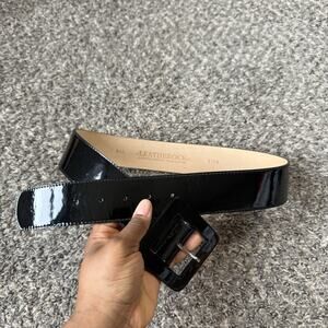 Leather Rock Leatherock Fashion Belt Wide Waist Black Patent Leather M 30-34”